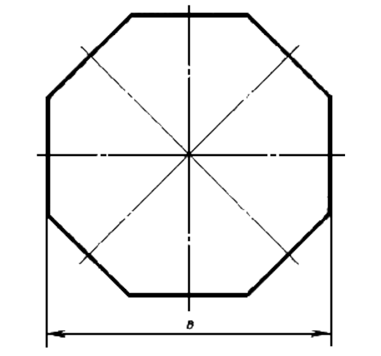 Восьмигранник 4. Восьмиугольник правильный чертеж. Восьмигранник чертеж с размерами. Размеры восьмигранника. Диаметр восьмигранника.